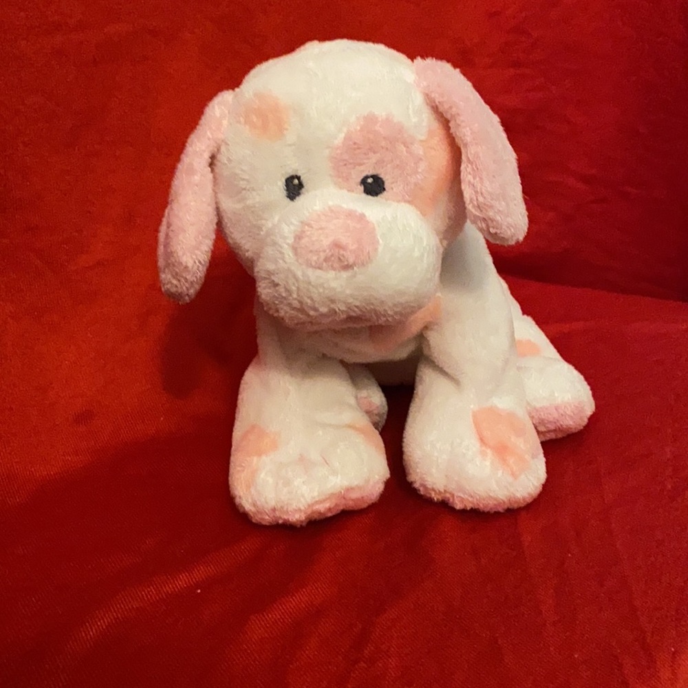 Ty Pluffies - Pink Spotted Puppy Dog (9 inch), Baby Pups Lovey, Stuffed Dog